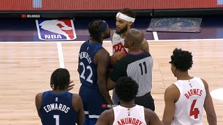 Patrick Beverley wanna fight Gary Trent before the game starts and then gets a T