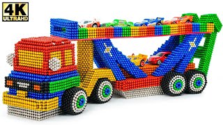 Magnet Challenge Make a Supercar Transport Double Decker Truck with ASMR Magnetic Balls
