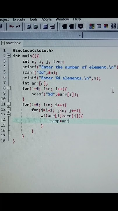 sorting array elements in c program #cprogram - YouTube