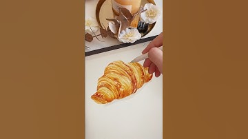 Painting a croissant that looks good enough to eat 🥐🤭 #procreate #watercolor #digitalpainting