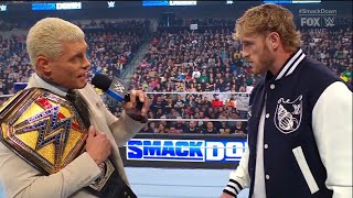 Cody Rhodes comes facetoface with Logan Paul  WWE SmackDown 5/10/2024