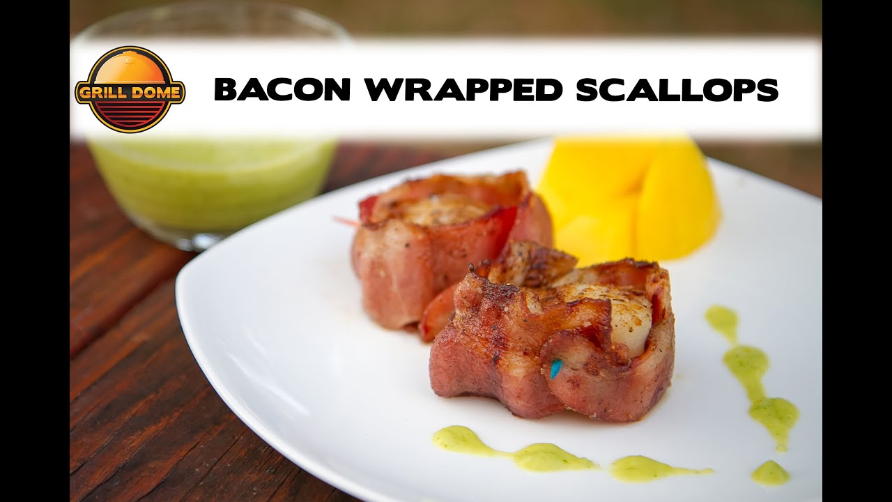 Grill Dome Kamados Bacon Wrapped Scallops with Jalapeño Mango Dipping