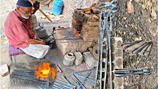 100 Year Old Man Experts in Manufacturing of BlackSmith Tongs.|| How to Manufacture these tools||