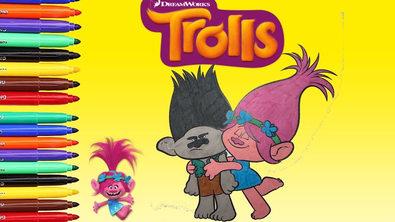 Principessa Poppy VS Branch Trolls Dreamworks film Trolls Coloring book