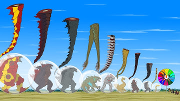 Godzilla & KONG, PYTHON, SHARK, BLOOP: Monster Tail Size Comparison | Godzilla & KONG Cartoon
