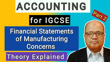 Accounting I for IGCSE I Financial Statements of Manufacturing Concerns I Theory I Part 2 I Hasham