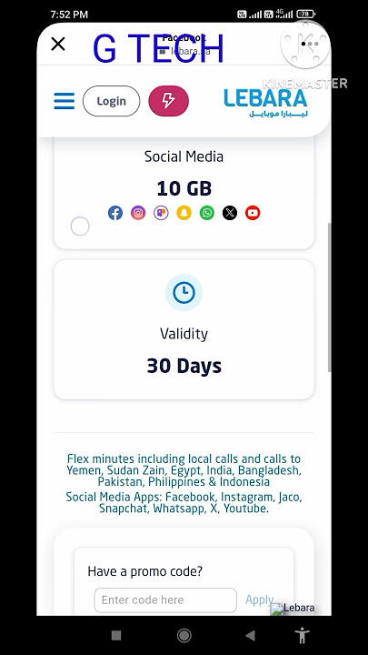 lebara sim 20 GB internet package monthly