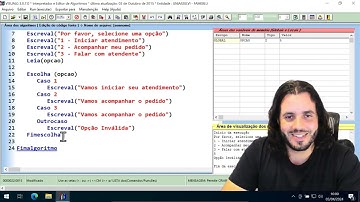 AULA 4 - APRENDENDO A PROGRAMAR - "ESCOLHA CASO" NO VISUALG