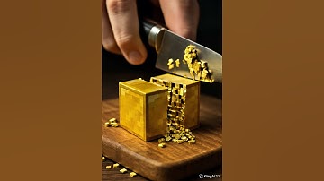 Cutting gold Cube ASMR #ai #aiasmr