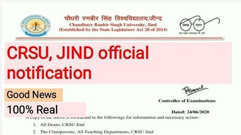CRSU, Jind official notification/100% real//Good News 👈 must watch