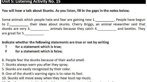 Unit 5: Listening Activity No.15