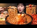 SUB)맵칼쫄깃한 순두부 진짬뽕에 대왕유부초밥 먹방!🔥 겉절이까지 라면 레전드 꿀조합 집밥 리얼사운드 Spicy Soft Tofu Ramyeon Mukbang Asmr