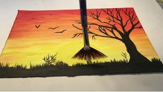 sunset painting step easy beginner beginners