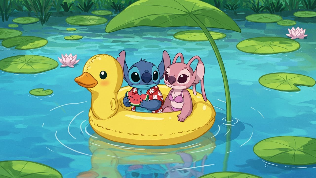 Summer Float with Stitch Angel 🦆 Chill Lofi Beats for Peaceful Pond Day & Gentle Sunshine Moment ☀️