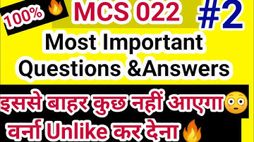 Mcs 022 #2 Most Important Questions With Solutions | Mcs 22 | Bca Studies