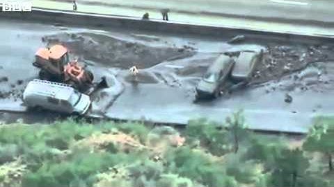 ▶ Car swept away after heavy rains cause mudslide in Colorado