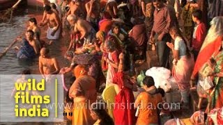 Women Devotees Have A Holy Bath During Festival Of Maha Shivratri Varanasi