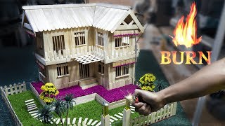 10 Hours Building Dream Mini House model and Burning in 10 Minutes!