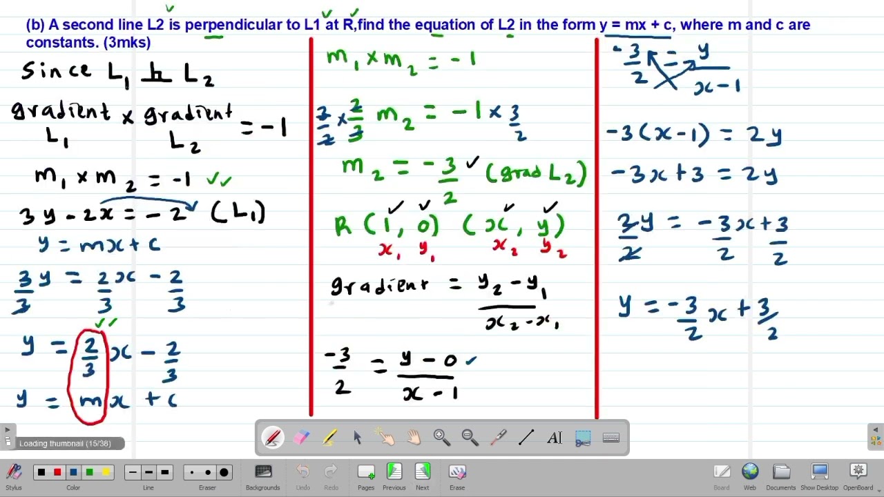 MATH: FORM2: EQUATIONS OF A STRAIGHT LINE: LESSON 4 (KCSE 2015 PP1 NO.21)