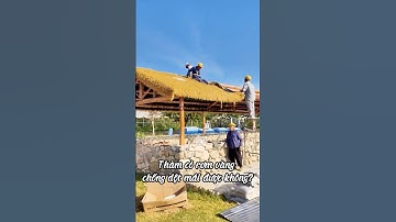Cuộn thảm cỏ rơm vàng nhân tạo lợp mái có chống dột được không?#roof #rơm_nhân_tạo #mái_rơm #decor