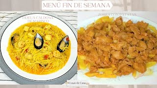 MENÚ FIN DE SEMANA. FIDEUA CALDOSA DE MARISCO Y ZORZA CON PATATAS