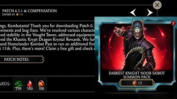 Darkest Knight Noob Saibot Summon Pack Opening. Update 6.3.1 Compensation MK Mobile