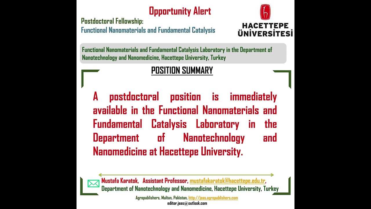 Postdoctoral Opportunity || Hacettepe University || Functional Nanomaterials || Nanomedicine