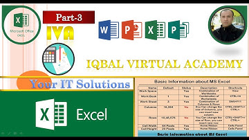 MS EXCEL WorkBook, WorkSheet, Columns & Rows Urdu by Javed Iqbal/ Iqbal Virtual Academy