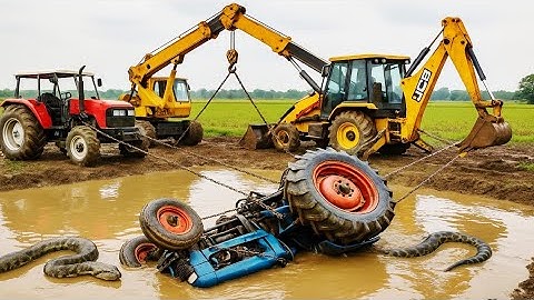 Extreme JCB 3DX Muddy & Tractor Trolley Loading 🚜🌎💥 Heavy Machinery in Action Real Field Action Mud🚒