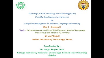 Introduction to AI, NLP and Machine Learning(Session 2) ATAL FDP