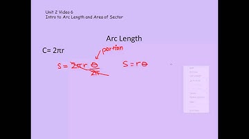 Unit 2 Video 6 - Intro to Arc Length and Area of Sector