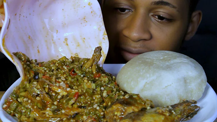 ASMR Nigerian Eba fufu & Okra Soup Mukbang with Titus Fish |Messy Eating Sounds| Food Monger ASMR