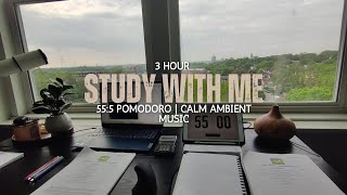 3 Hour Study With Me 555 Pomodoro Method Ambient Music Deep Focus Gloomy Cincy Vibes