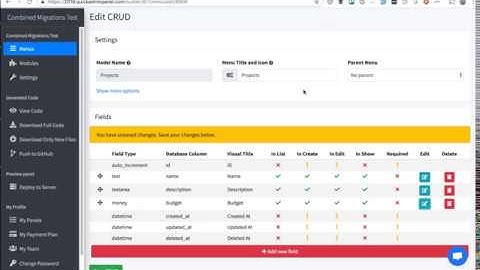 QuickAdminPanel 2019: Combined Database Migrations