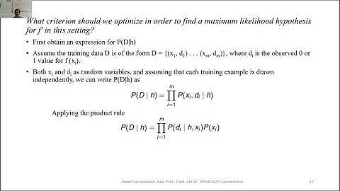 MAXIMUM LIKELIHOOD HYPOTHESIS FOR PREDICTING PROBABILITIES