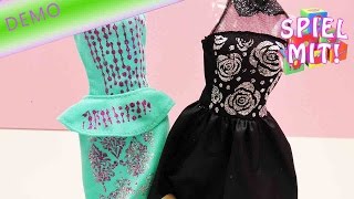 Barbie Glitzerfashion selber machen - Türkises Kleid mit Glitzer - Demo 2