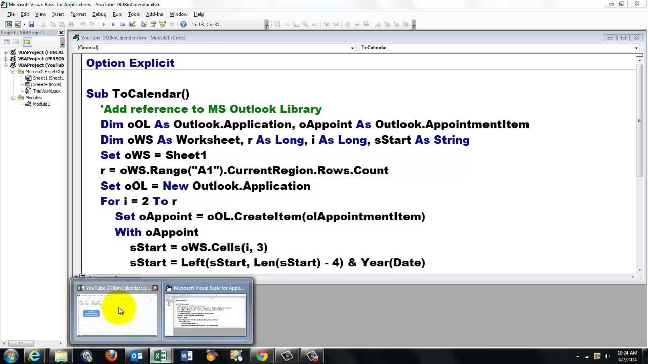 Copy Excel Dates into Outlook Calendar with VBA YouTube