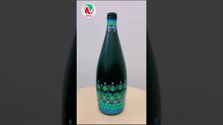 Dot Mandala Bottle Painting Using ONLY Qtip & Pencil | #shorts​ #YouTubeShorts