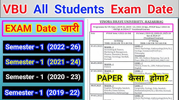 VBU Semester 1 (2022 26) (2021 24) (2020 23) (2019 22) Examination Date l ug sem 1 exam program