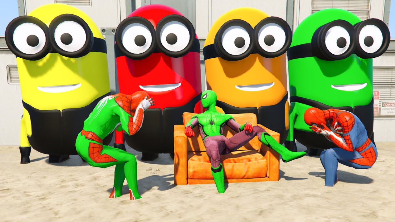 GTA 5 Epic Ragdolls | RED SPIDERMAN VS RED MINION VS GREEN MINION (Euphoria Physics/Funny Fails) #3