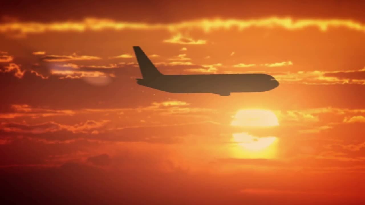 Airplane Flies In The Orange Sky Stock Video YouTube