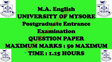 MA English entrance exam previous year question paper | Mysore University