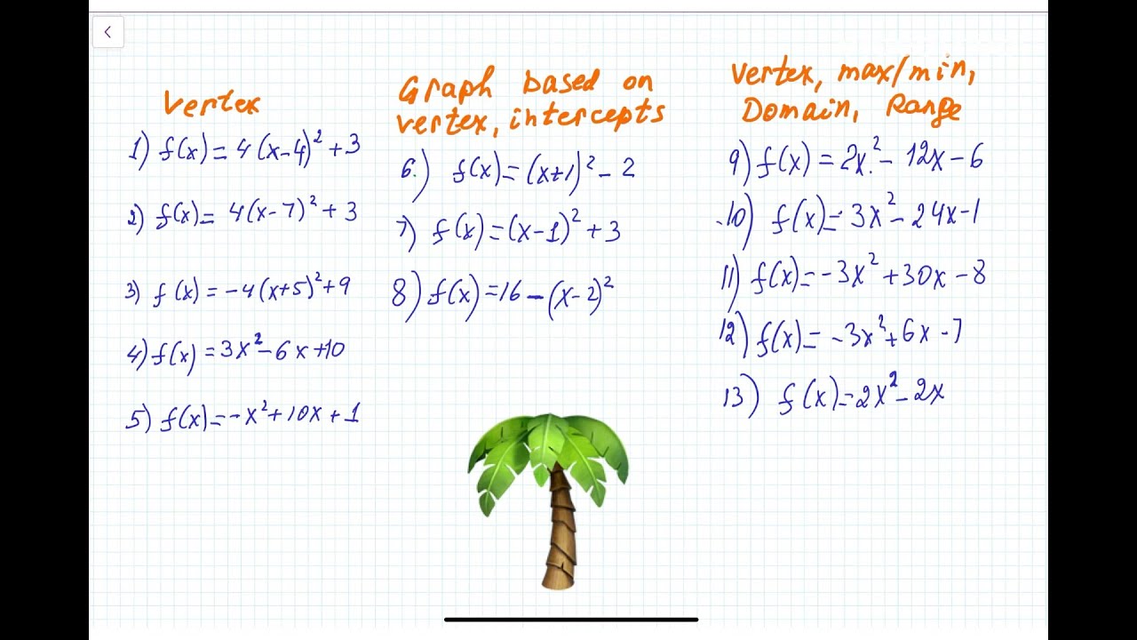 College Algebra_H: Ch.3.1: Verteх, Intercepts - YouTube