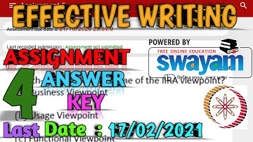 NPTEL Assignment 4 Answer key |Effective Writing | Credit Course|Last Date of Submission-17/02/2021