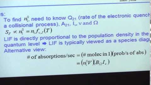 Quantitative Laser Diagnostics, Hanson, Day 5, Part 1