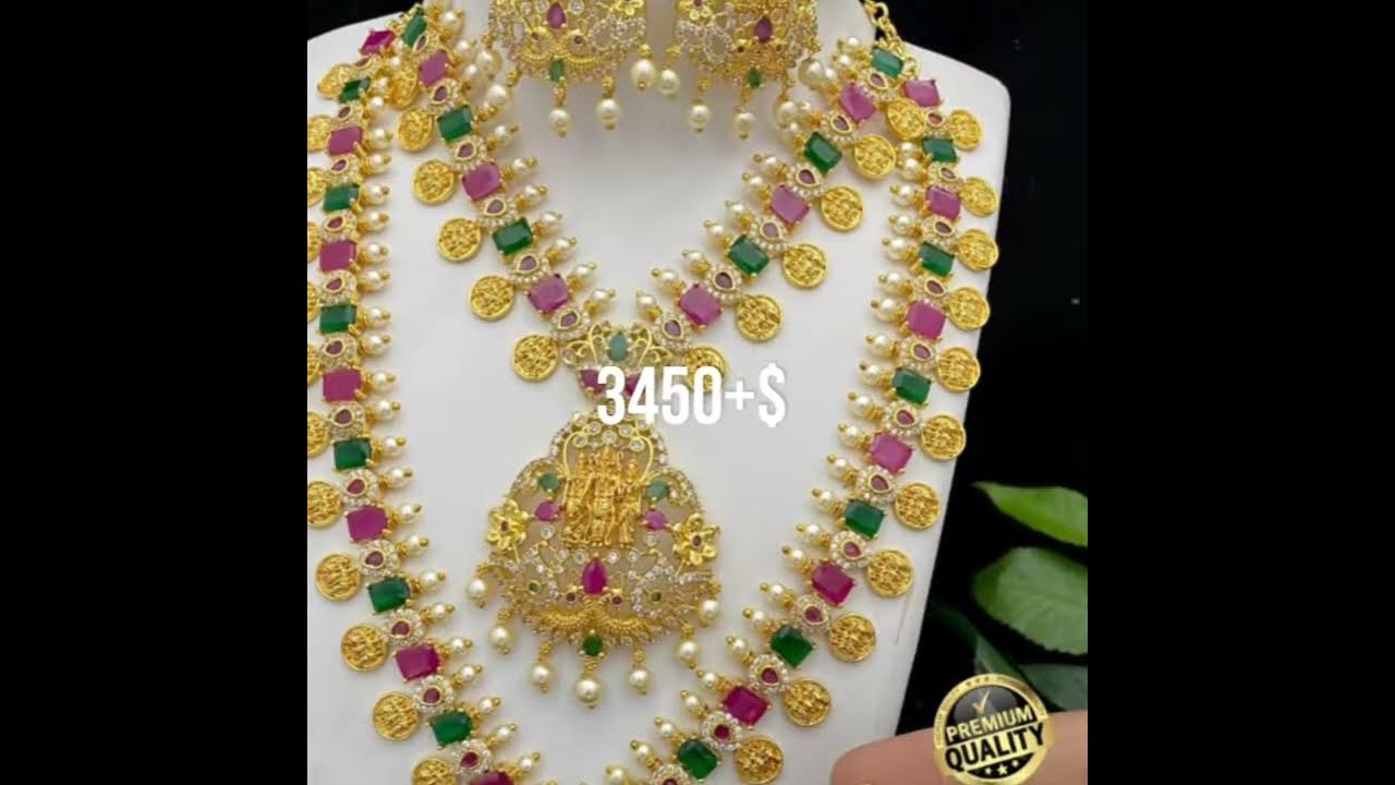 AD STONE JEWELLERY SET WITH EARRINGS YouTube