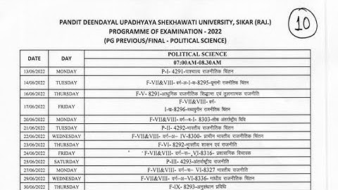 Shekhawati University PG Exam Time Table Kaise Download Kare 2022 | PDUSU MA, MSC, MCOM Time Table