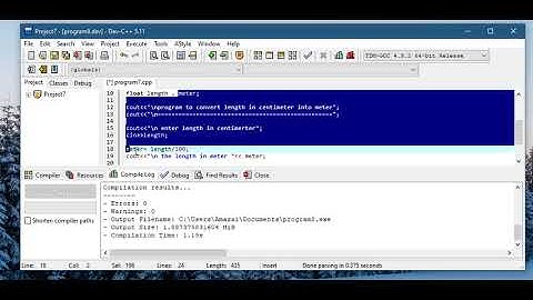 Program 8 | Write a program to input length in centimeter and convert it into meter.
