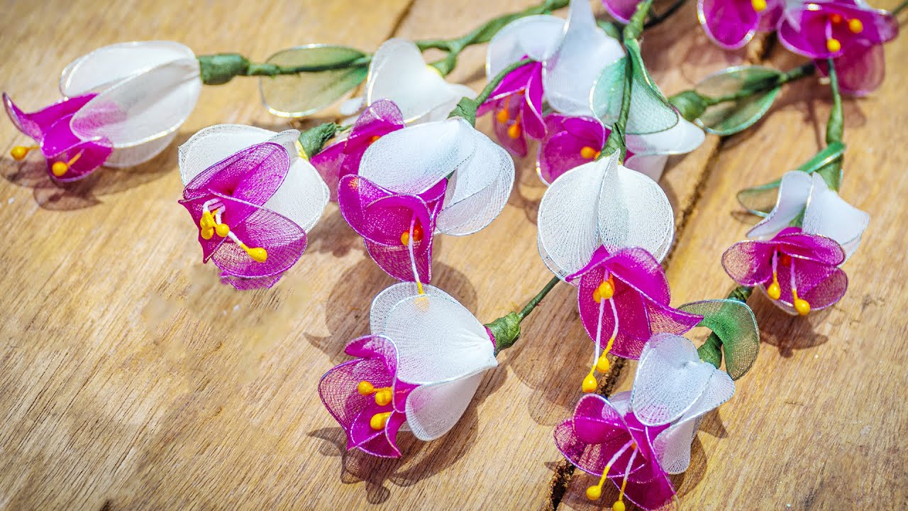 How to make stocking flowers Hut Nest crafts YouTube