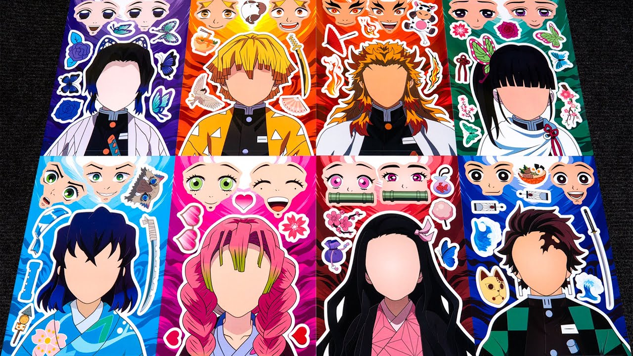 KIMETSU NO YAIBA STICKER BOOK MAKEOVER ⚔️🌸 | STICKER FUN WITH TANJIRO, NEZUKO & ZENITSU!